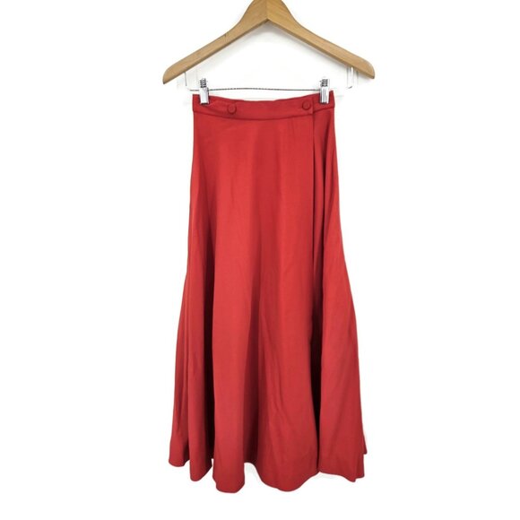 VTG Emporio Armani Red Wrap Skirt Womens 40 Long - Picture 1 of 9